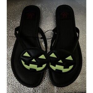 Strange Cult Jack O Lantern Flip Flops Sandals Slip On 7M Cosplay